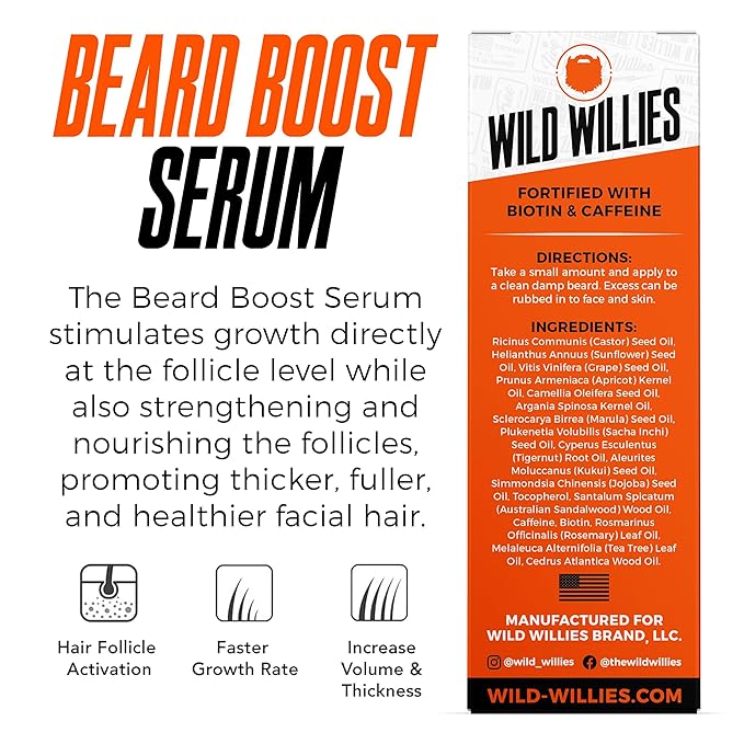 Wild Willies Beard Growth Dual Threat: Serum & Gummies for Men - Biotin, Caffeine & Essential Growth Oil for Fuller, Thicker Facial Hair