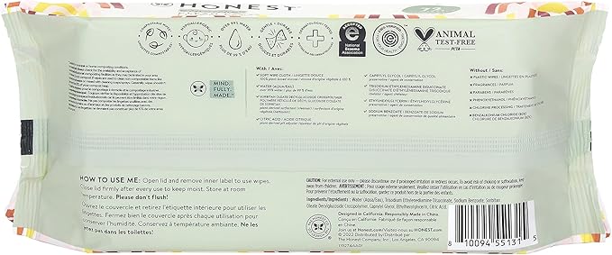 The Honest Company Hypoallergenic Multi-Use Baby Wipes for Sensitive Skin, Geo Mood, 60 Count