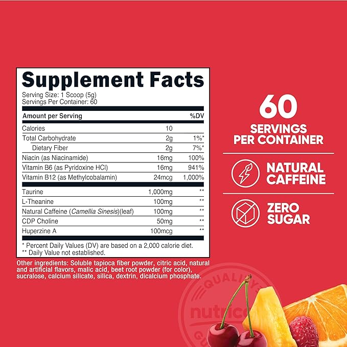 Nutricost Energy Complex (Fruit Punch) (60 Servings) - Clean Energy Powder, 300g Dietary Supplement