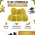 Sea Moss, Black Seed Oil, Ashwagandha, Ginger, Shilajit Gummies with Elderberry, Chlorophyll, Turmeric Bladderwrack Sea Moss Gummies Advanced Strength Formula - All in 1 Bundle - USA Made (60 Gummies)