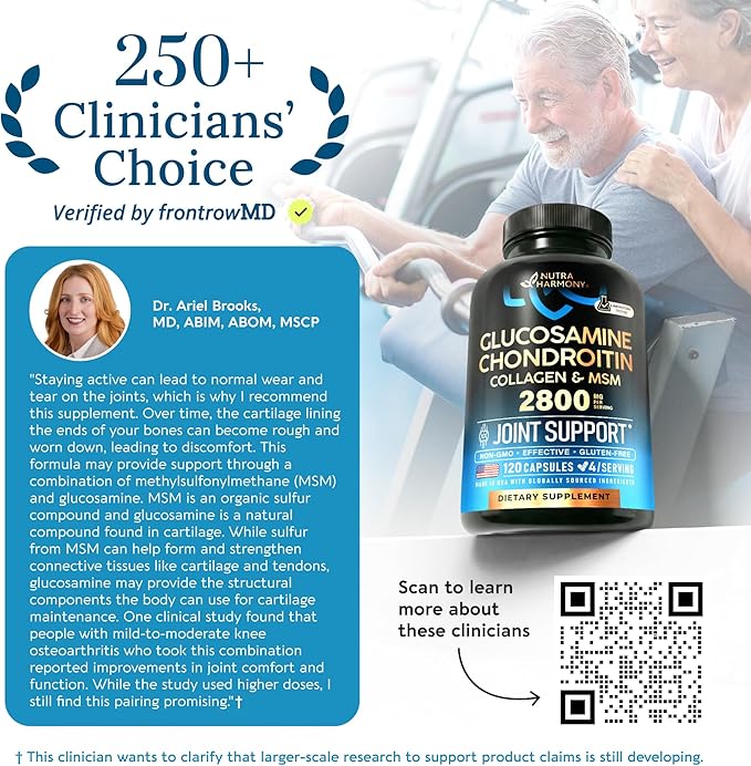 Glucosamine Chondroitin MSM Collagen | HSA | Joint Support Supplement 2800 mg | Made in USA | FSA Approved Product Items | Flexibility Nutritional Vitamins | For Men & Women, 120 Capsules
