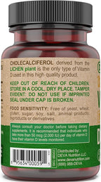 DEVA Vegan Vitamin D3 Supplement - Once-Per-Day Tablet with 1000 IU - Cholecalciferol - Lichen Plant Derived - 90 Small Tablets, 2-Pack