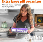 Extra Large Weekly Pill Organizer - XL Vitamin Holder with 7 Detachable AM PM Compartments - Portable Medicine Dispenser for Home and Travel, Big Supplement Container for Weekly or Daily Use, Purple