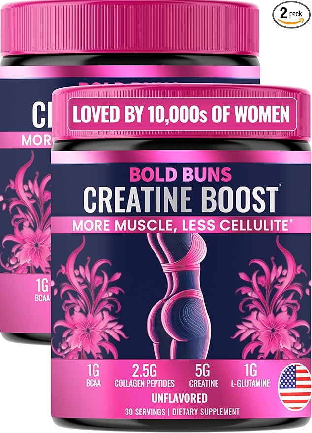 Creatine for Women – Supplement with Collagen & BCAA – Supports Muscle Development, Post-Workout Recovery, Skin Elasticity, Healthy Hair & Nail - (2 Pack x 30 Servings, Unflavored)