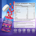 Whey Protein Gummies 10g, Protein Chewables Supplements for Women & Men, Muscle & Energy Support, Bone Health, Strawberry Flavor, 120 Count