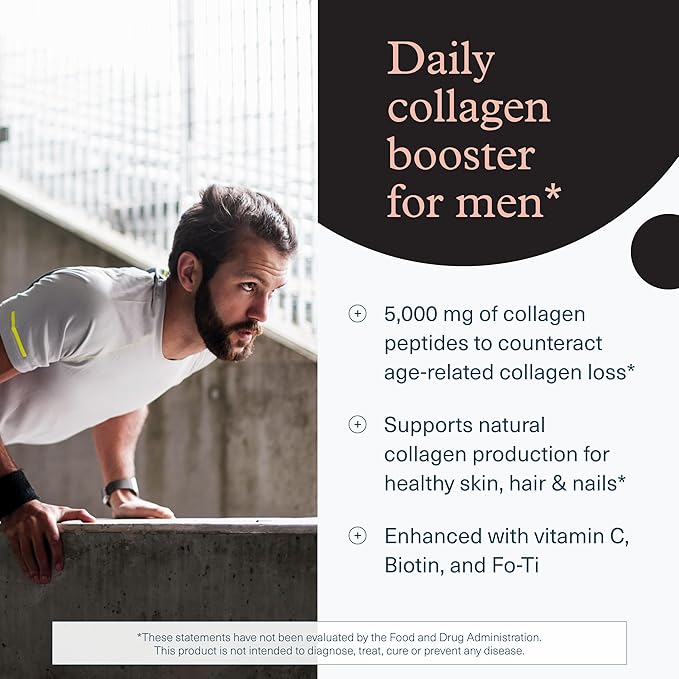 Youtheory Men’s Collagen - 5,000 mg Hydrolyzed Collagen Peptides - with Amino Acids, Vitamin C, & Natural Ingredients - Supports Joint, Muscle, Hair & Nail Health* - 290 Tablets (48-Day Supply)