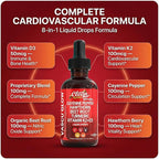 Clean Nutra Cayenne Pepper Drops Supplement Liquid + Hawthorn Berry, Vitamin D3 K2 Beet Root Powder, Ceylon Cinnamon, Turmeric Curcumin, Organic Panax Ginseng, Berberine Extract 1 Pack