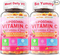Liposomal Vitamin C 1000mg + D3 5000IU + Zinc Filled Gummies, Folate 800mcg Chewable Supplement, Elderberry for Immune, Hyaluronic Acid, VE, for Beauty, Energy & Overall Health, Sugar Free, ﻿2 Pack