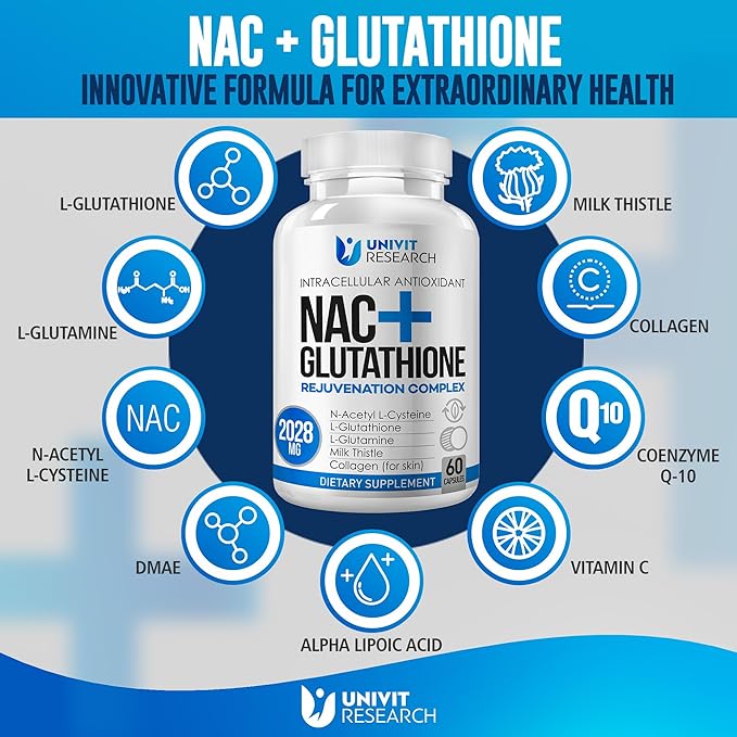 Advanced Complex-NAC Supplement (N-Acetyl L-Cysteine) 600mg with L-Glutathione 500mg and Milk Thistle Extract-Potent Antioxidant-Immune Function Support Respiratory Health-Promotes Liver Kidney Detox