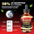 9in1 Liquid Turmeric Curcumin with Ginger, Berberine, Ceylon, Garlic, Black Pepper for Joint Support - 2FL Oz - 60 Servings