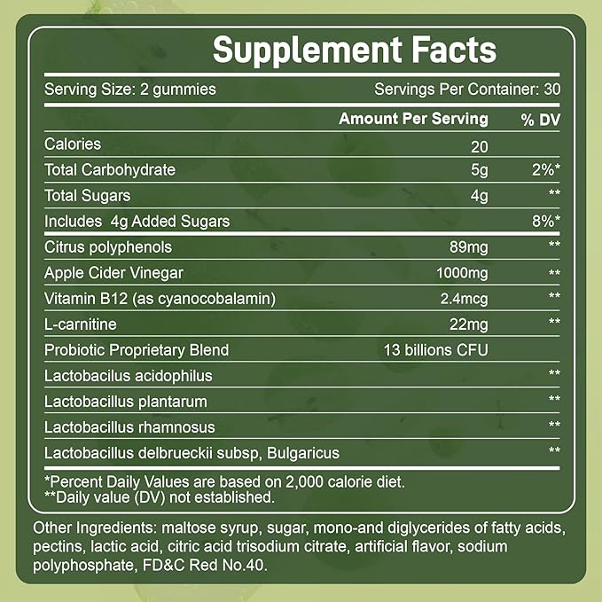 LanranBee Apple Cider Vinegar Gummies 1000mg with Vitamins B12 Multivitamin ACV Supplement Gummy – Supports Digestion, Energy, Weight Management & Gut Health – Vegan, Non-GMO, Gluten-Free – 60 Count