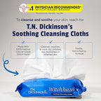 T.N. Dickinson's Witch Hazel Soothing Cleansing Cloths | Removes Dirt, Oil, Impurities | For Oily, Irritated, Red, Damaged, Blemished, Sensitive Skin | 25 Total Wipes