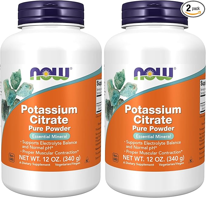 NOW Supplements, Potassium Citrate Powder, Supports Electrolyte Balance and Normal pH*, Essential Mineral, 12-Ounce (Pack of 2)
