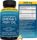Triple Strength Fish Oil Omega 3 Supplements for Women and Men – 2500 mg High-Potency, Easy-to-Absorb Re-esterified Triglyceride Form, Pescatarian-Friendly DPA Omega 3 EPA DHA Supplement,180 Softgels