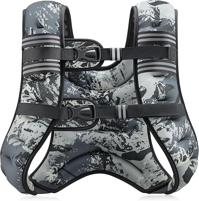 ZELUS Weighted Vest, 6lb/8lb/12lb/16lb/20lb/25lb/30lb Weight Vest with Reflective Stripe for Workout, Strength Training, Running, Fitness, Muscle Building, Weight Loss, Weightlifting