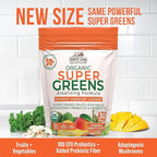 Country Farms Super Greens Pineapple-Mango Flavor, 50 Organic Super Foods, USDA Organic Drink Mix (Wheat Grass, Spirulina, Chlorella) Mushrooms & Probiotics, with Fiber, Natural Energy, 30 Servings