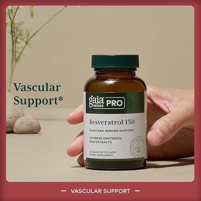 GAIA HERBS PRO Resveratrol 150 - Offers Heart Health & Immune Support - Contains Japanese Knotweed - Vegan, Soy-Free & Gluten-Free - 50 Liquid Phyto-Caps (25 Servings)