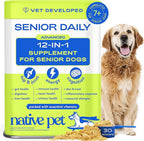 Native Pet Senior Daily Dog Vitamins & Supplements – 12-in-1 Dog Multivitamin Powder for Senior Dogs – Supports Mobility, Cognition, Digestion, Immune Health & More – 30 Scoops