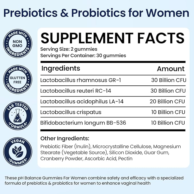 Vaginal Probiotics pH Balance Gummies For Women | Prebiotics and Probiotics for Women | Pineapple gummies for women for ph Balance and Vaginal Health | Vaginal Odor Control 60 Gummies