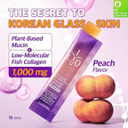ILO Mucin Collagen Jelly Stick – 300 Dalton Ultra-Absorption, Plant-Based Mucin & Low-Molecular Fish Collagen for Radiant Glow – Korean Skin Glow Booster, Donut Peach Flavor, 10 Sticks
