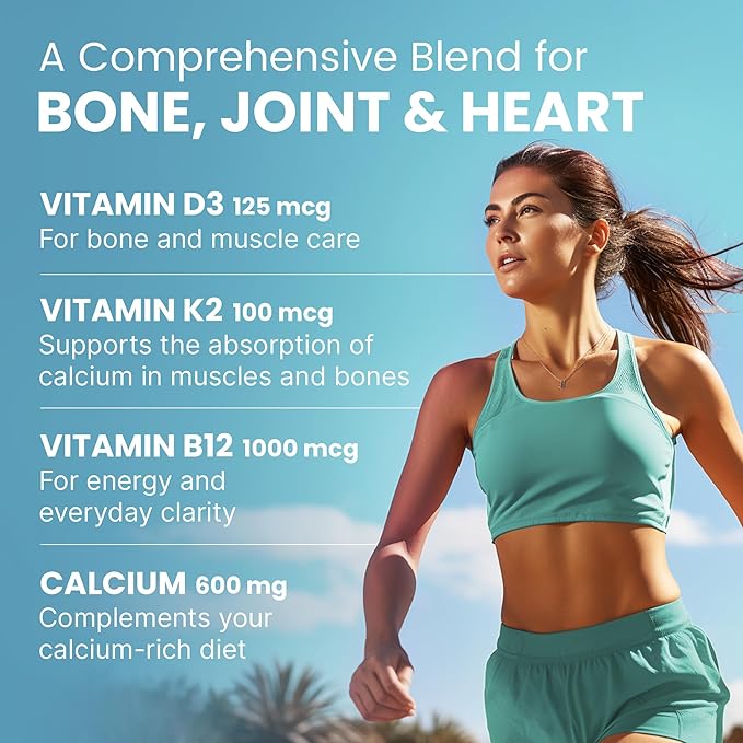 4-in-1 Calcium Supplements for Women and Men - Calcium with Vitamin D3 K2 5000 IU Supplement, 601mg per Serving for Heart, Bones & Body Defenses - Gluten-Free, Vegan-Friendly (240 ct)