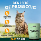 Petz Park Probiotics for Cats 60 Scoops, Cat Probiotic Powder for Hairball and Digestive Support, Gut Health Supplement for Cats and Kittens, Cat Food Topper Made in Australia