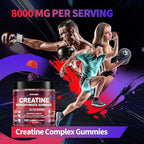 Creatine Monohydrate Gummies 8000 mg for Men & Women, Creatine Supplement for Enhanced Muscle Growth, Energy Boost - with L-Taurine, Sugar Free, Vegan, Raspberry BlackBerry Blueberry Flavor-120 Count
