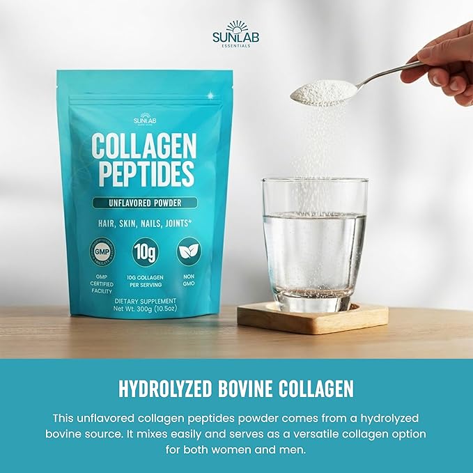 Collagen Peptides Powder Hydrolyzed Bovine (Unflavored) Type I & III Supplement for Hair, Skin, Nails & Joint Support - Collagen for Women & Men - Non GMO & USA Made - Unflavored - 30 Servings