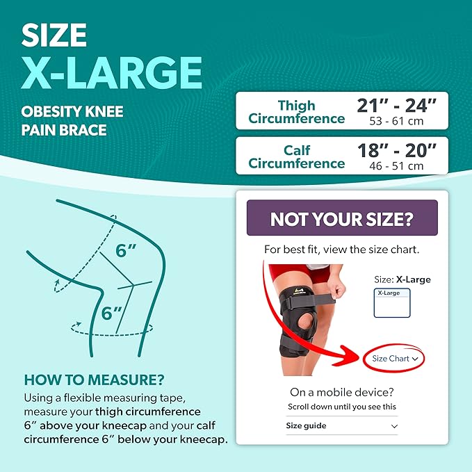 BraceAbility Obesity Hinged Knee Brace - X-Large Overweight to Plus Size Wrap Support for Womens and Mens Arthritis Treatment, Bariatric Joint Pain Relief, Kneecap Instability, Ligament Weakness (XL)