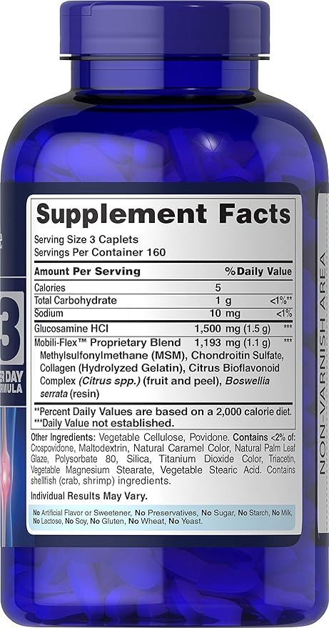 Puritan's Pride Glucosamine, Chondroitin & MSM Capsules, 3 Per Day Formula