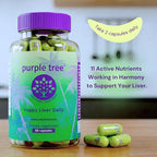 purple tree Happy Liver Daily | Liver Support Supplement with Milk Thistle, Dandelion, Artichoke, Turmeric & Liposomal Glutathione | Antioxidant & Daily Liver Wellness | 60 Vegan Capsules
