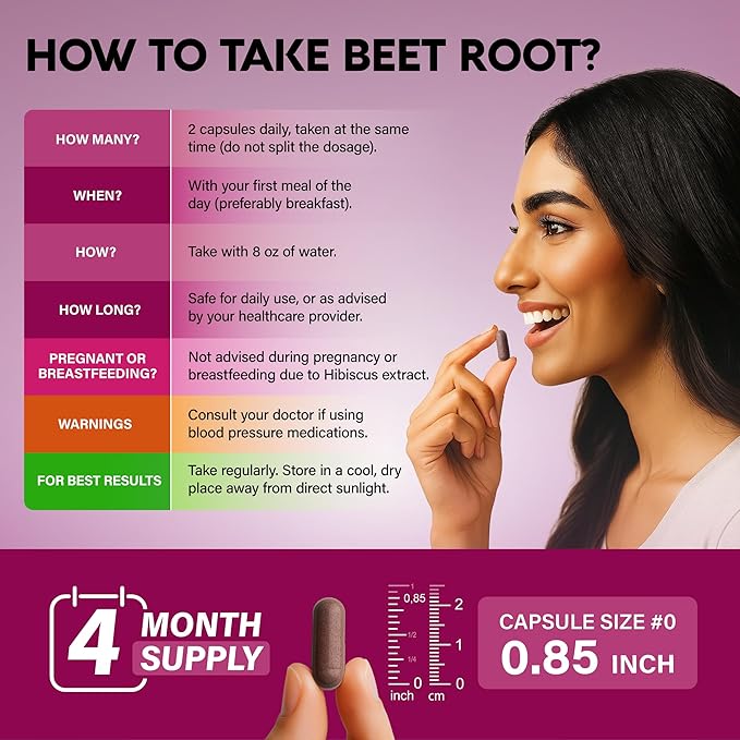 Beet Root 5-in-1 Complex Capsules - Healthy Blood Pressure Support Supplement** for Heart & Circulation Support - with Hawthorn Berry, Hibiscus & Garlic - for Men & Women - Made in USA, 240 Capsules