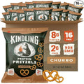 Kindling Protein Pretzels - Churro| Protein-Packed Snack Size Bags | Kosher | 8-9g Protein Per Serving | No Artificial Flavors, Soy-Free | Lunches, Office Snacks, & On-the-Go | 16-Count (1.06oz Bags)