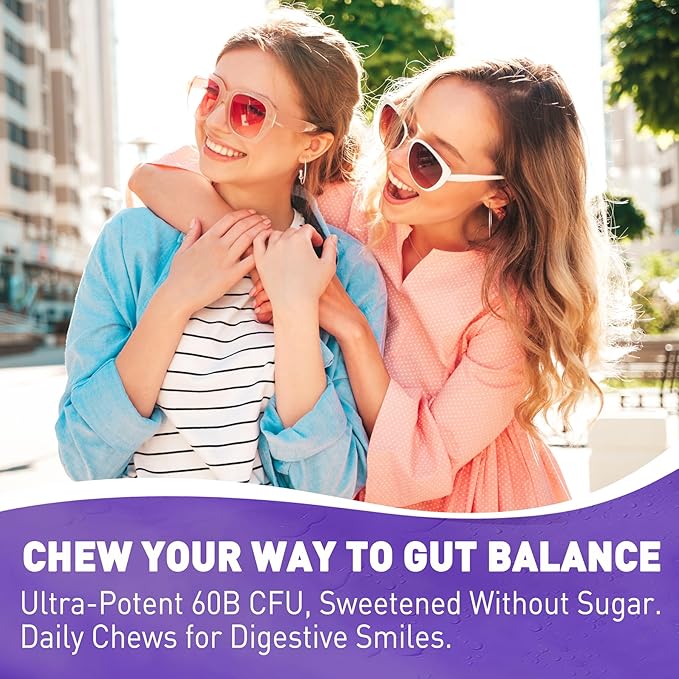 Probiotic Gummies 60 Billion CFU for Women Men & Kids, 11 Strains Probiotics + Organic Prebiotics Fiber for Immune, Digestive Health, Supports Constipation, Diarrhea, Gas & Bloating - Sugar Free, 60ct