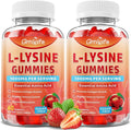 2 Pack L-Lysine 1000mg Gummies, Chewable Lysine Supplement for Adults & Kids, Essential Amino Acid Supplement for Immune Support, Collagen Formation Support, Strawberry, 120 Count