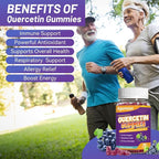 2 Pack Quercetin Gummies, 1000mg Quercetin with Bromelain Zinc Elderberry, Immune & Antioxidant Support, Vegan Gummies for Adults & Kids, 120 Count