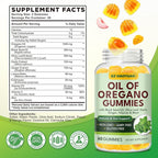Oil of Oregano Gummies with Black Seed Oil + Vitamin D3, Oregano Oil Organic High Carvacrol, Immune & Digestive Support, Antioxidant Support, Peach & Mango Flavor, 60 Gummies