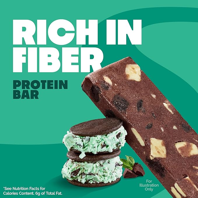 Quest Nutrition Mint Chocolate Chunk Protein Bars, 20g Protein, 1g Sugar, 4g Net Carb, High Fiber, Gluten Free, Keto Friendly, 12 Count