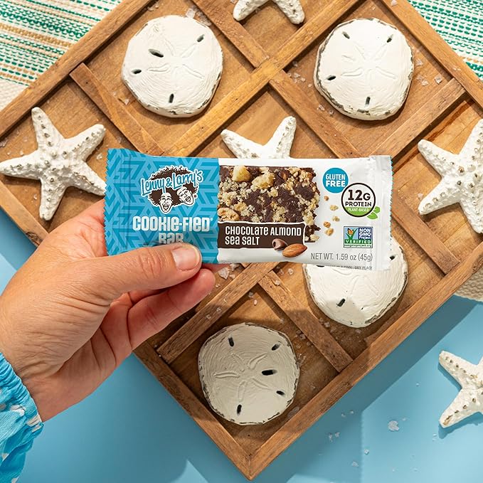 Lenny & Larry's Cookie-fied Protein Bar – Chocolate Almond Sea Salt Vegan Protein Bars 9x45g – Healthy Snacks with 12g Plant Protein & 5g Fiber – Gluten-Free Power Bar, Non-GMO & Vegan