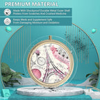 Pill Case Pill Box with Mirror Retro Small Pill Case for Purse or Pocket Bronze Pill Box or Vitamins, Fish Oil, Supplements, Pill Containe Travel Gifts（2PCS）