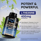 L Theanine 400 mg | L-Theanine Stress Relief | Extra Strength Supplement | Made in USA | Relaxation, Sleep & Calm Support | For Men & Women | Plant Based, Non-GMO & Gluten-Free | 120 Vegan Capsules