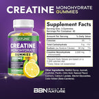 Built by Nature Sugar Free Creatine Monohydrate Gummy for Men and Women – Muscle Strength & Energy Boost Pre Workout - Natural Lemon Flavor - 120 Gummies