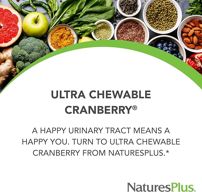 NaturesPlus Ultra Chewable Cranberry - 180 Love-Berries - Supports a Healthy Urinary Tract & Overall Well-Being - Non-GMO, Vegetarian, Gluten Free - 90 Total Servings