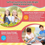 duwhot Liposomal Saffron Gummies for Kids 4+, Saffron Supplements w/Holy Basil, Rosemary, Magnesium Glycinate, Omega-3 & More, Brain Focus Support Supplement, Vegan, Organic, Sugar Free, 120 Chewables