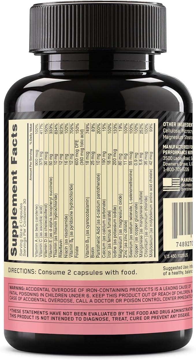Optimum Nutrition Opti-Women Daily Multivitamin for Women, Immune Support Supplement with Iron, 30 Day Supply, 60 Count, (Packaging May Vary)