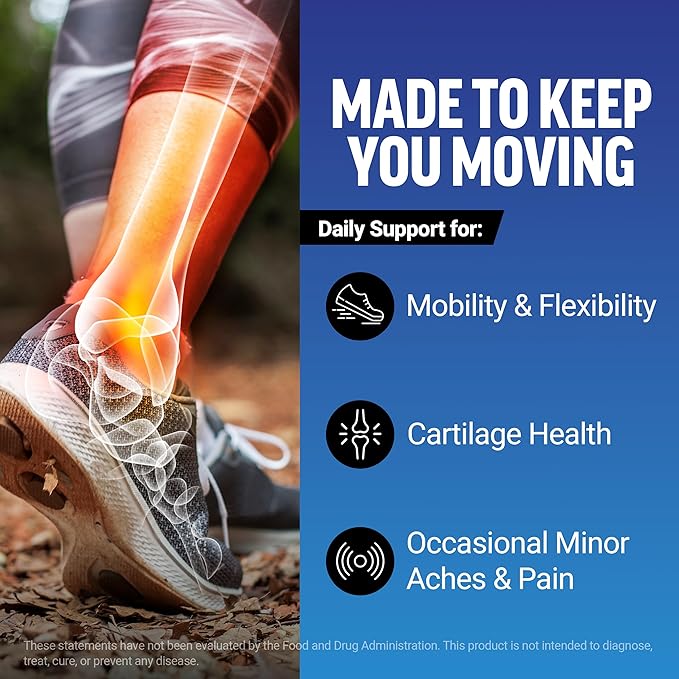 Force Factor Daily Relief Joint Support, Drug-Free Joint Formula with Boswellia, Turmeric, Ginger, Vitamin C and D for Mobility, Flexibility, and Cartilage Health, Tropical Berry, 30 Soft Chews