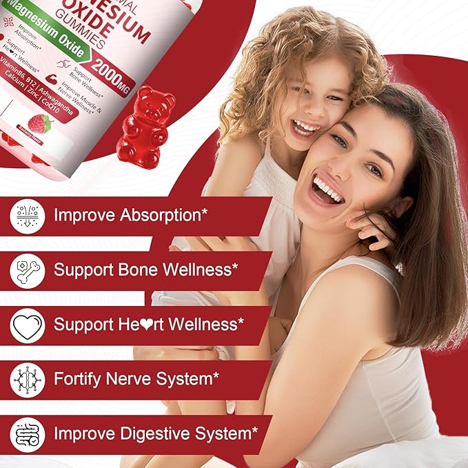 2 Pack Liposomal Magnesium Oxide Gummies 2000mg Complex Ashwagandha,CoQ10, L-Theanine, L-5-MTHF, Methyl B12, Zinc for Sleep & Energy,Stress Relief,Heart Health,Neuro Support