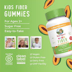 MARYRUTH'S Fiber Gummies for Kids | 2 Month Supply | Sugar Free | Soluble Fiber Supplement | Gut Health & Digestion Support | 3g Fiber per Gummy | Vegan | 60 Count