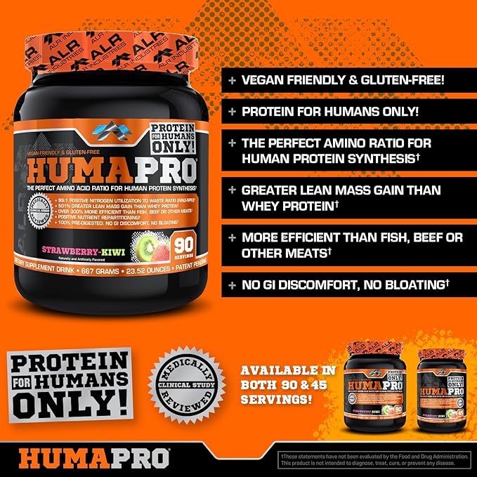 HumaPro Essential Amino Acid Formula | EAA Protein Supplement | Supports Muscle Recovery & Performance | Vegan, Gluten Free | | 90 Servings (Strawberry Kiwi)