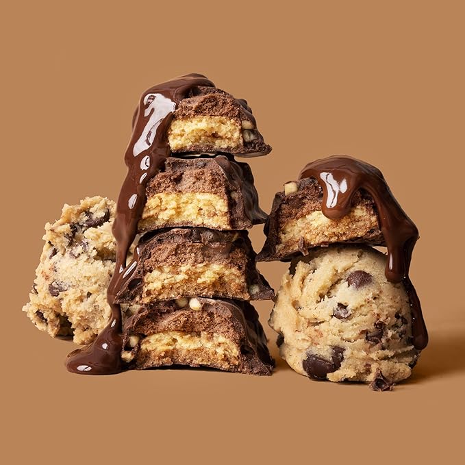 FITCRUNCH Snack Size Protein Bars, 6-Layer Baked Bar, 3g of Sugar & Soft Cake Core (18 Bars, Chocolate Chip Cookie Dough)